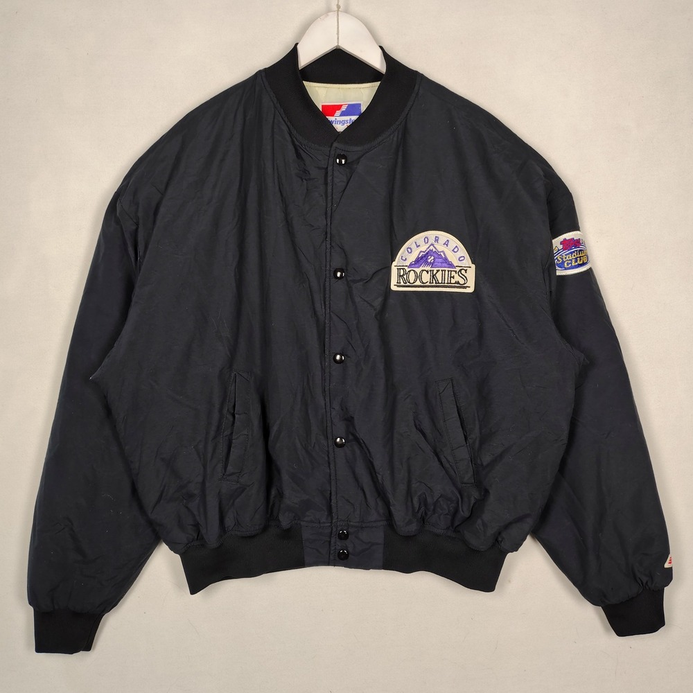 Vintage Swingster Colorado Rockies Topps Stadium Club Bomber Jacket Black XXL
